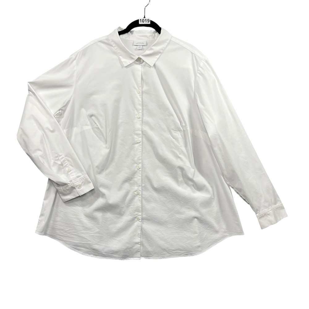 J. Jill Shirt Collection Women 2X White Button Down Long Sleeve Stretch